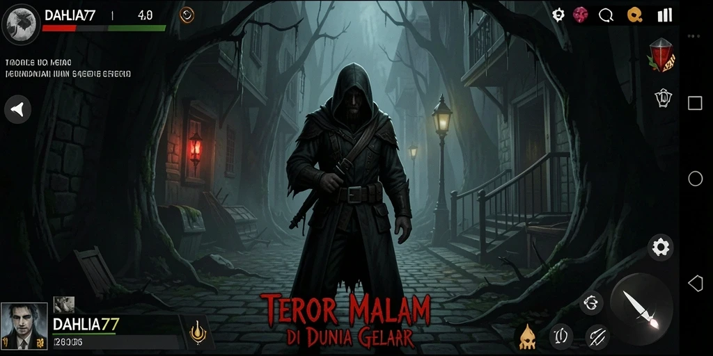 Screenshot gameplay DAHLIA77 mempertontonkan suasana mencekam dan menakutkan.