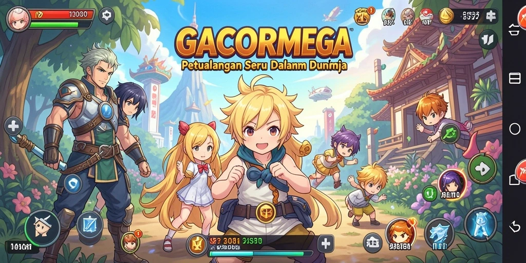 Tampilan gameplay GACORMEGA dengan karakter anime yang menonjol.