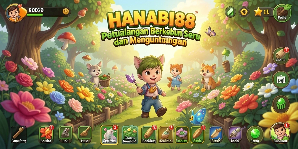 Tampilan gameplay farming yang seru dan penuh warna di HANABI88.