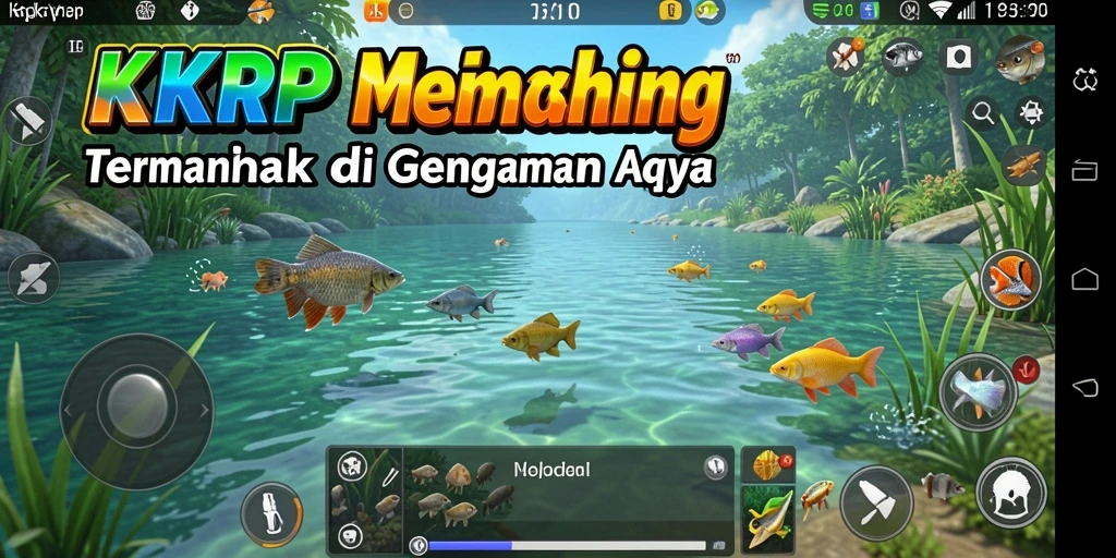 Screenshot gameplay KKRP menampilkan momen menangkap ikan yang menegangkan.