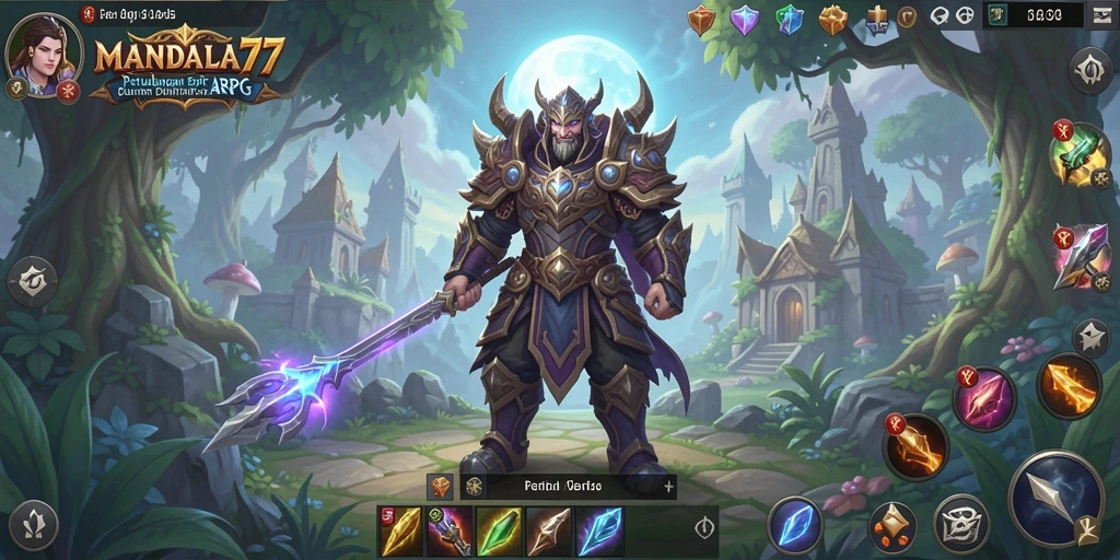 Tangkapan layar MANDALA77 menampilkan aksi pertarungan epik dalam gameplay ARPG.