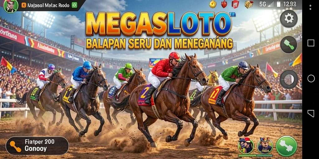 Tampilan menegangkan saat balapan di MEGASLOTO.