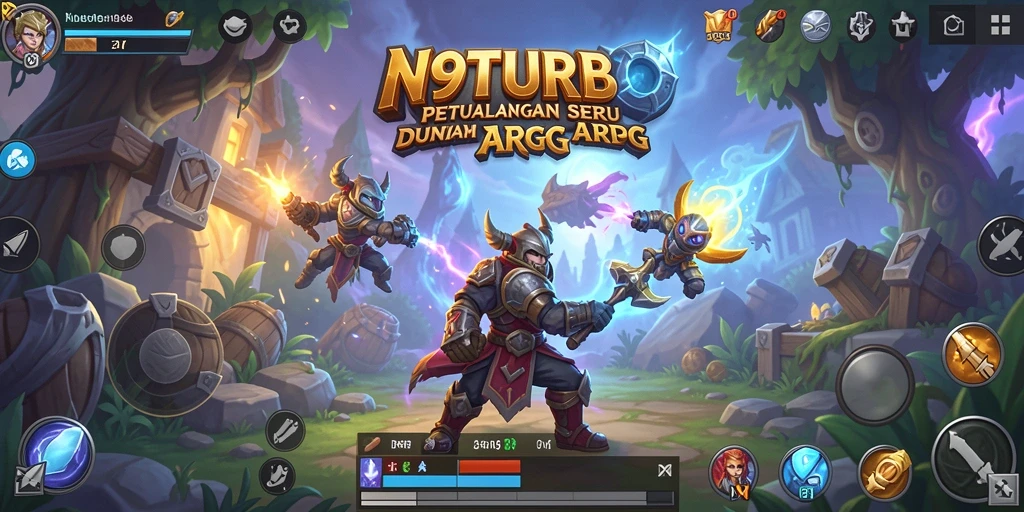 Screenshot N9TURBO menampilkan karakter beraksi dalam pertempuran epik.