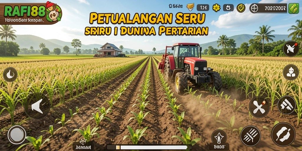 Screenshot gameplay RAFI88 yang menampilkan suasana pertanian yang ceria.