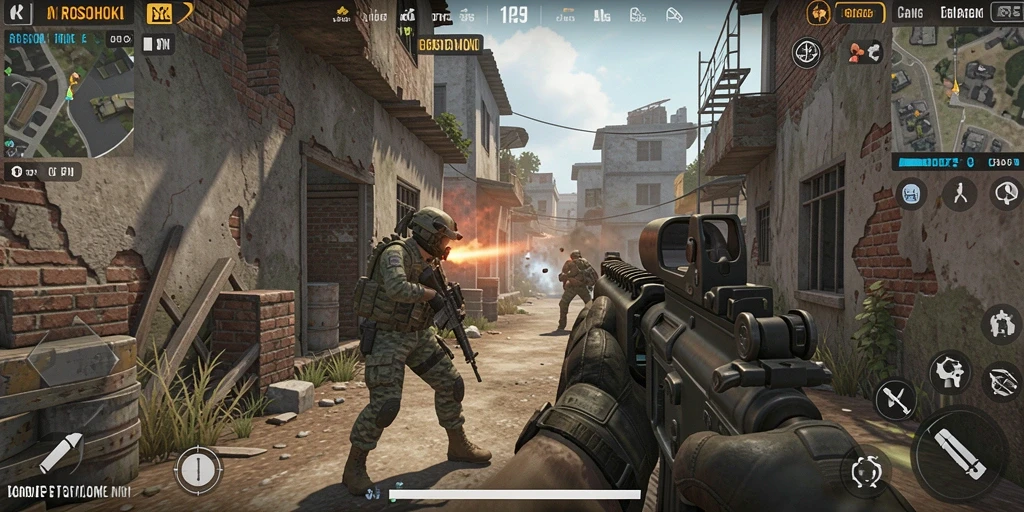 Gameplay seru di ROSOHOKI dengan aksi tembak-menembak yang intens.
