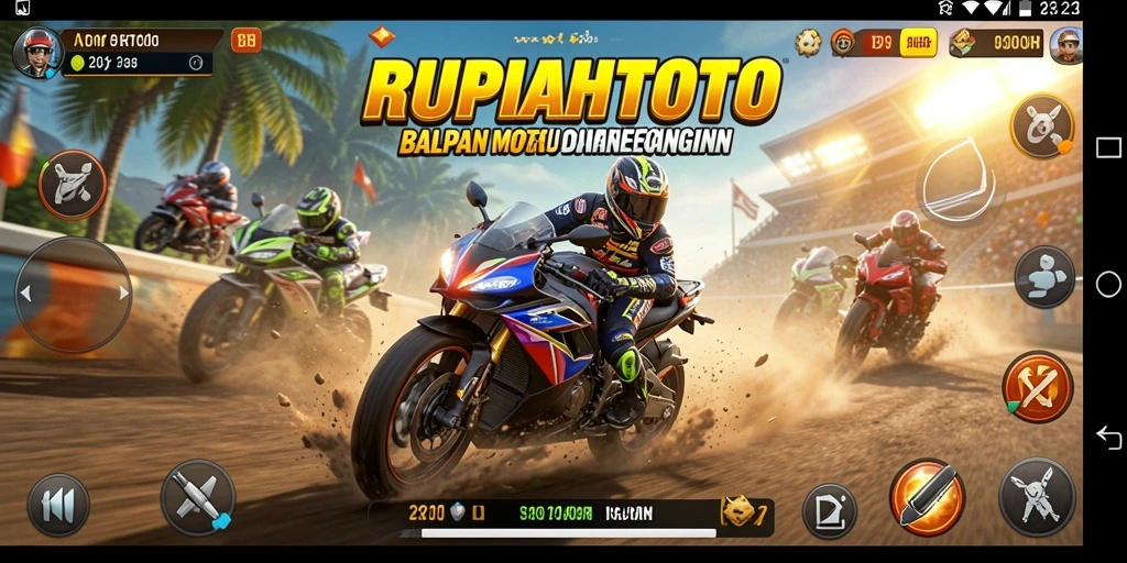 Tampilan gameplay menegangkan saat balapan di RUPIAHTOTO.