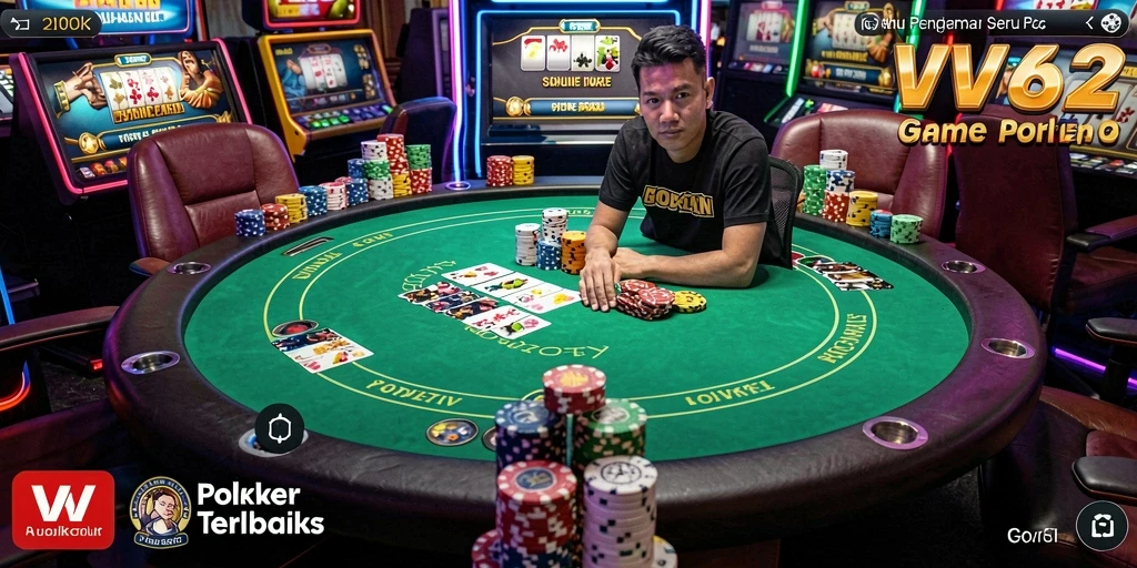 Screenshot utama VV62 menampilkan gameplay Poker yang seru.