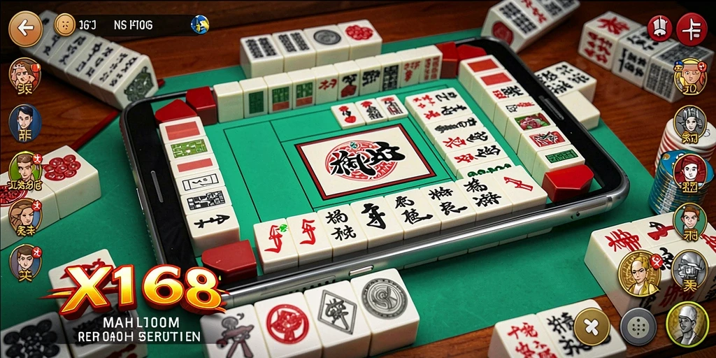 Tampilan menarik dari gameplay Mahjong di X168.